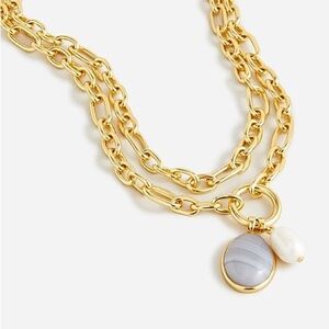 J.Crew Double Chain Gold-Plated Freshwater Pearl Pendant Necklace